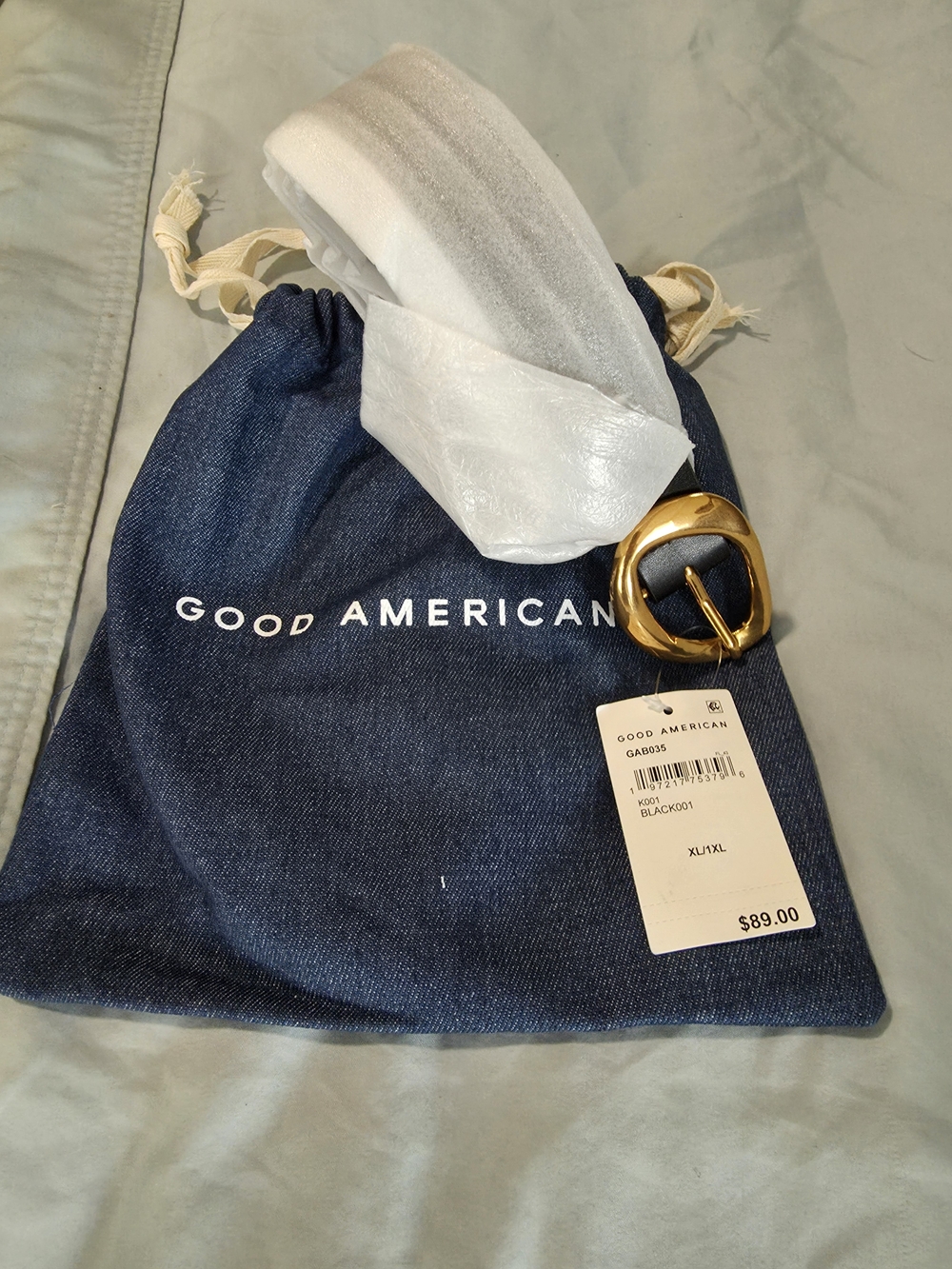 Good American Black Belt with Gold Oval Buckle